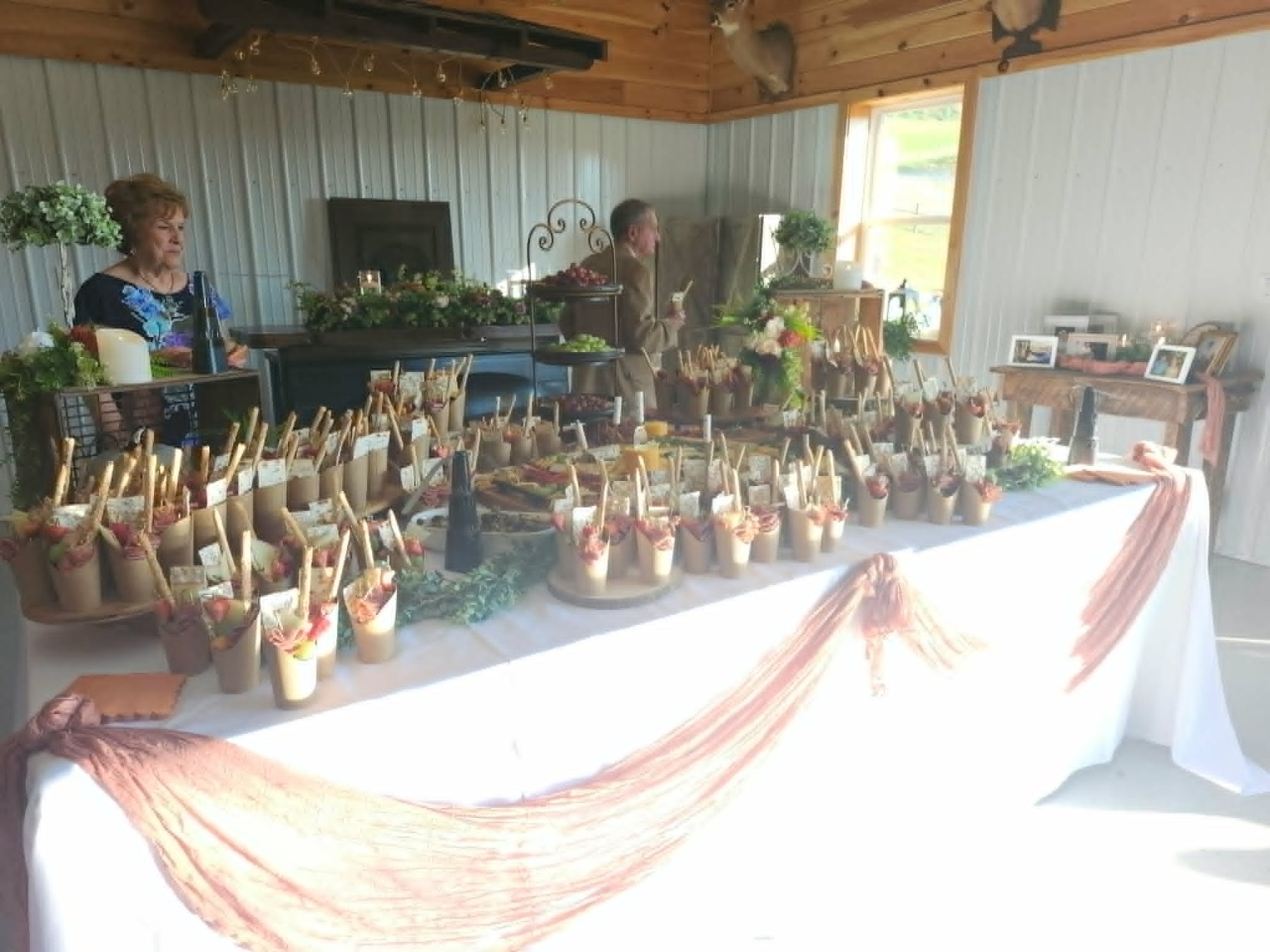 Large event setup filled with individual grazing cups